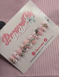 Pink kitty bling nails